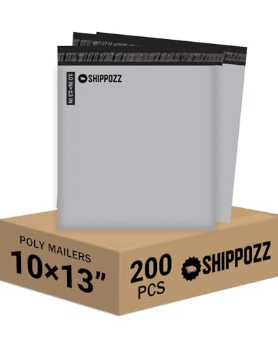 Shippozz 10x13 Poly Mailers 200 Pack, Durable Waterproof Polymailers for Shipping Clothes, Self Seal Mailing Bags for Small Business Packaging Supplies, Mailing Envelopes for Books, and Accessories - size: 10 x 13 (200pcs)