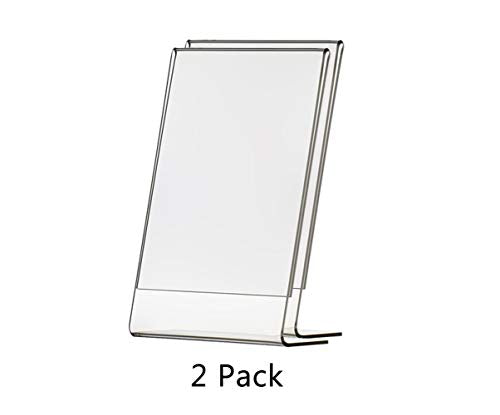 Marketing Holders 2 Pack Acrylic Sign Holder for 4" x 6" Printed Materials Clear Slant Back Plexiglass Countertop Side Load POP Display Frame for Retail Stores Hotels Offices and Restaurants - size: 4"w x 6"h