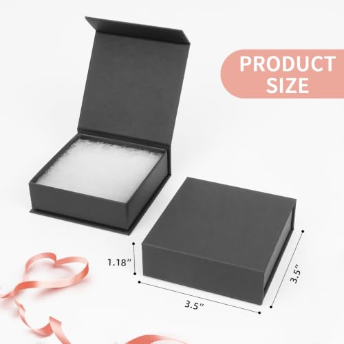 Jewelry Gift Boxes, 5 Pack 3.5x3.5x1.18 inch Small Jewelry Boxes, Small Gift Box for Necklaces Bracelet Earring Ring Gift packaging(Black) - color: black