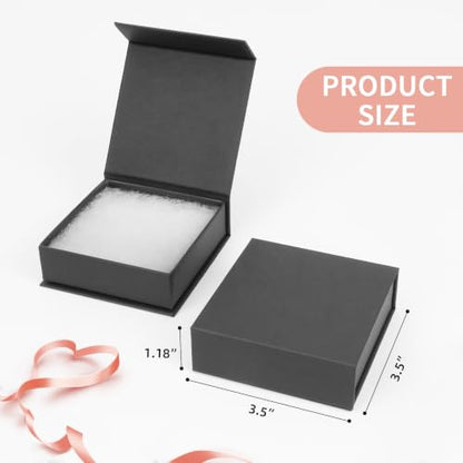 Jewelry Gift Boxes, 5 Pack 3.5x3.5x1.18 inch Small Jewelry Boxes, Small Gift Box for Necklaces Bracelet Earring Ring Gift packaging(Black) - color: black