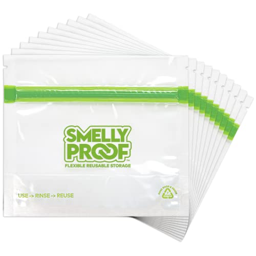 Smelly Proof Heavy Duty Food Storage Combo, Stand-Up Quart (8.5" x 10") & Expandable Snack (6" x 4") Bags - Made in USA, BPA Free, Dishwasher-Safe - 5 Quart + 10 Snack Bags Bundle, 15 Pieces