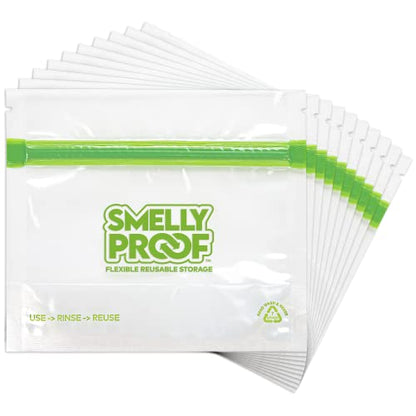 Smelly Proof Heavy Duty Food Storage Combo, Stand-Up Quart (8.5" x 10") & Expandable Snack (6" x 4") Bags - Made in USA, BPA Free, Dishwasher-Safe - 5 Quart + 10 Snack Bags Bundle, 15 Pieces
