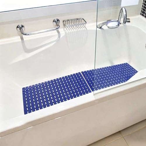 BEMISO Shower Mat Non Slip Bathtub Mat 27.5 x 15.7 Inch Bath Mat for Tub - color: Navy Blue, size: 27.5 x 15.7 inches