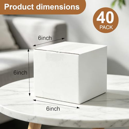 40 Pack 6x6x6 Shipping Boxes, White Corrugated Cardboard Boxes for Packaging Small Business, Mailing, Gift, Storage – Small Shipping Boxes for Packing - size: 40 Pack 6x6x6 Inches