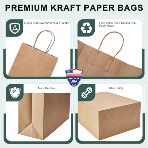 METRONIC Brown Paper Gift Bags 5.25x3.75x8 inch Small Bulk 200 Pack - color: Brown, size: 1 Count (Pack of 200)