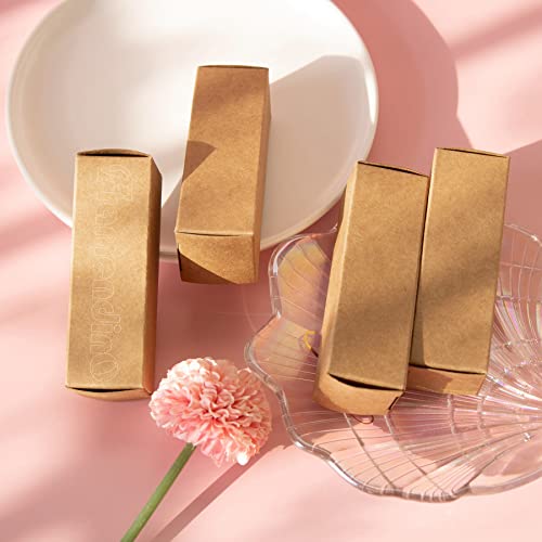 Framendino, 50 Pack Kraft Paper Lipstick Boxes Lip Gloss Rectangle Bottle Reusable Balm Packaging Cases Essential Oil Wrapping Box for DIY Gift - color: Kraft - 3.34x1.1x1.1