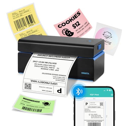 ORGSTA Bluetooth Thermal Shipping Label Printer, 4x6 Shipping Label Printer - color: Black
