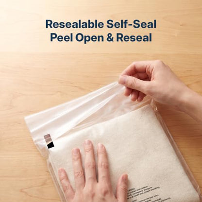 14” X 20” (100 Count) Self Seal Clear Poly Bags with Suffocation Warning - size: 14" X 20"