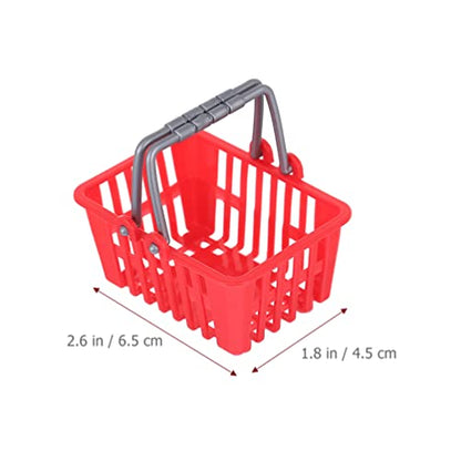 Kisangel 20Pcs Mini Shopping Baskets, Plastic Red Grocery Basket for Kids