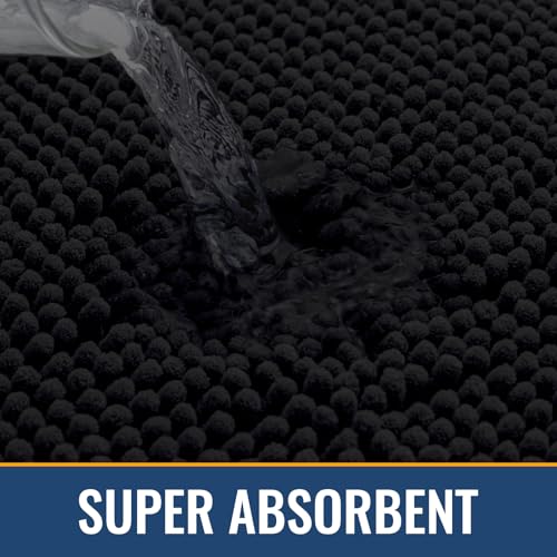 Arotive Bathroom Rugs 47x24, Soft Absorbent Shaggy Chenille Bath Rugs - color: Black, size: 47" X 24"