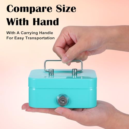6 Pack Small Money Box with Lock, Metal Cash Boxes, 4.5x3.4x2in Durable Steel Coin Bank, Secure Lock Box for Home Office Gift, 3 Colors,