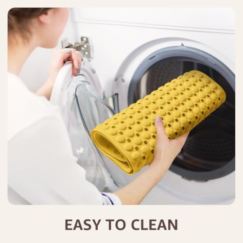 OTHWAY Bath Tub Shower Mat Non Slip, Bathtub Floor Liner Mats for Inside Shower Bathroom, Suction Cups and Drain Holes for Feet Scrubbing, Machine Washable, Soft on Feet, 35x16 Inch, Light Yellow - color: Light Yellow