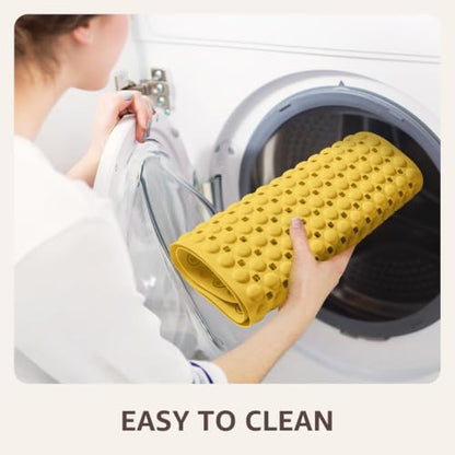OTHWAY Bath Tub Shower Mat Non Slip, Bathtub Floor Liner Mats for Inside Shower Bathroom, Suction Cups and Drain Holes for Feet Scrubbing, Machine Washable, Soft on Feet, 35x16 Inch, Light Yellow - color: Light Yellow