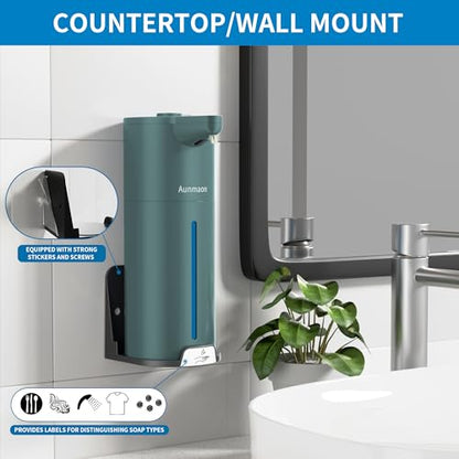 Aunmaon Automatic Soap Dispenser Touchless, Modern, Kitchen & Bathroom, Hands-Free, Adjustable Volume, Long Battery Life, Compatible with Thick & Thin Soap, Easy for Toddlers, Clog-Free, Green - color: Matte Green