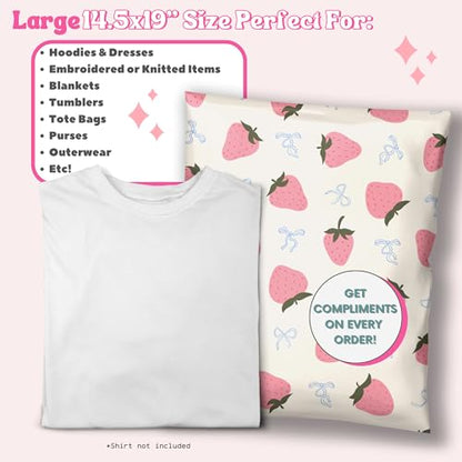 Picksie Mailers - Large Poly Mailers 14.5x19 Shipping Envelopes for Mailing - color: Strawberry Aesthetic, size: 14.5x19