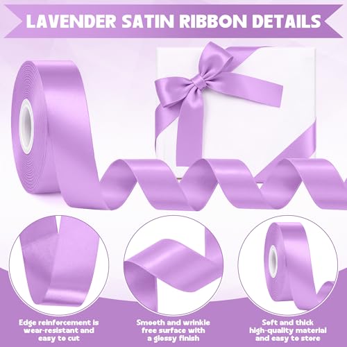 30Yards 1In Lavender Satin Ribbon for Flower Bouquet Wedding Easter Crafts - color: Lavender, size: 1 inch