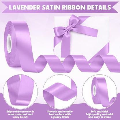 30Yards 1In Lavender Satin Ribbon for Flower Bouquet Wedding Easter Crafts - color: Lavender, size: 1 inch