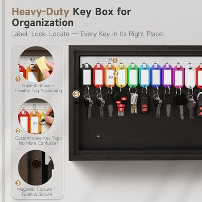 WeHere 30 Key Lock Box Wall Mount, Smart Key Cabinet with Keypad for Office - size: 30-Keys