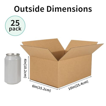 CRUGLA 25 Packs 10x6x4 Shipping Boxes, Brown Mailing Boxes - size: 10x6x4 Inch 25 Pack