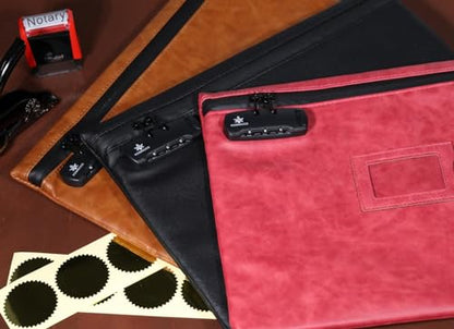 KOSMCCO Notary Bag with Lock, Ruby Red, L - color: Ruby Red