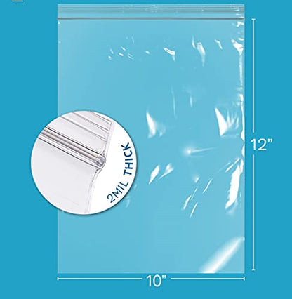 GPI PACK Of 100 , 10"x12" 1 GALLON, CLEAR PLASTIC RECLOSABLE ZIP BAGS,2 mil Thick Poly Baggies With Resealable Zip Top Lock For food, jewelry, medical, and household & office supplies. - size: 10" x 12"