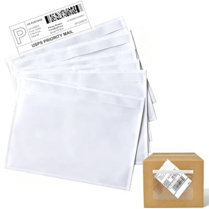 BESTEASY 6" x9" Clear Adhesive Top Loading Packing List Pouches, Blank Shipping Label Envelopes Keeps Paper Safe While Shipping