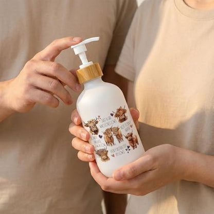 Highland Cow Soap Dispenser, Just a Girl Who Loves Cows Glass Dish Soap Dispenser for Kitchen, Highland Cow Lover Gifts Refillable Handsoap Pump Bottle for Bathroom Countertop - color: Just a Girl