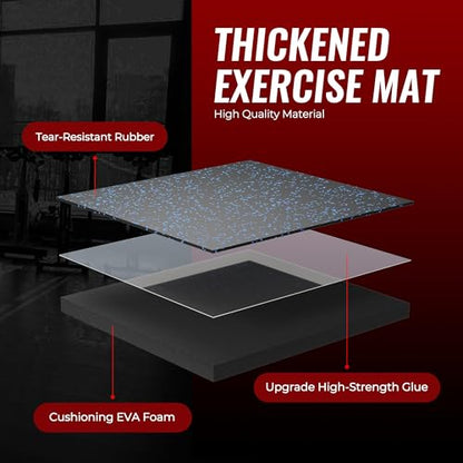 SUPERJARE 0.79'' Extra-Thick 48 Pcs 192 Sq Ft Exercise Equipment Mats - color: Black/Blue, size: 48 Tiles (192 Sq Ft)