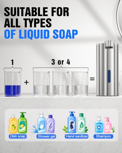 Fantictas Touchless Foaming Soap Dispenser, 11.5 oz Stainless Steel Pump - color: Stainless Steel, style: Foam