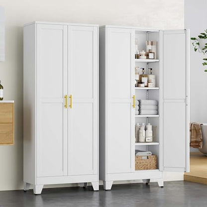 pozdeg 71" White Steel Tall Garage Storage Cabinet - color: White, size: 14.33"D x 28.74"W x 71"H
