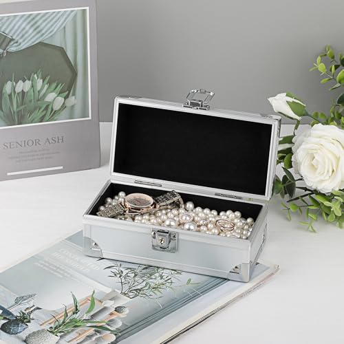 Hipiwe Lockable Cash Box Aluminium Alloy Money Box for with Key Lock - color: Silver, size: Small