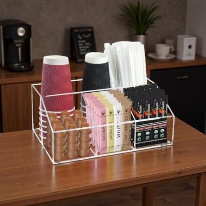 Coffee Tea Station Organizer Sugar Tea Drink Packets Holder for Countertop - color: Clear