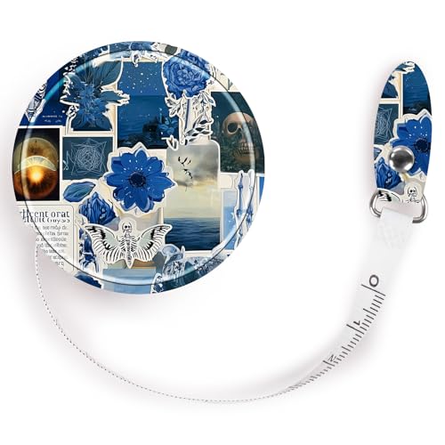 Retractable Mini Leather Tape Measure, Auto Retract Puzzle - color: Blue Puzzle Floral
