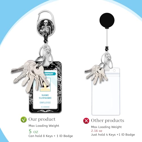 Hancynir Goth Book Lover Lanyards for Id Badges with Retractable Reel Clip - color: Book Skull