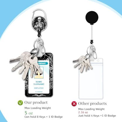 Hancynir Goth Book Lover Lanyards for Id Badges with Retractable Reel Clip - color: Book Skull