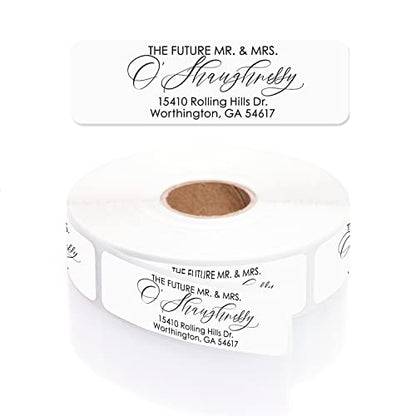Future Mr and Mrs Rolled Address Labels / 250 Personalized Return Address Labels/Designer Address Stickers in Elegant Plastic Dispenser - size: 250 Labels, style: The Future Mr/Mrs
