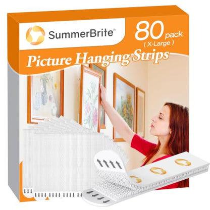 SummerBrite Damage Free Picture Hanging Strips, 40 Pairs, XL, White - size: X-Large 40 Pairs, style: White