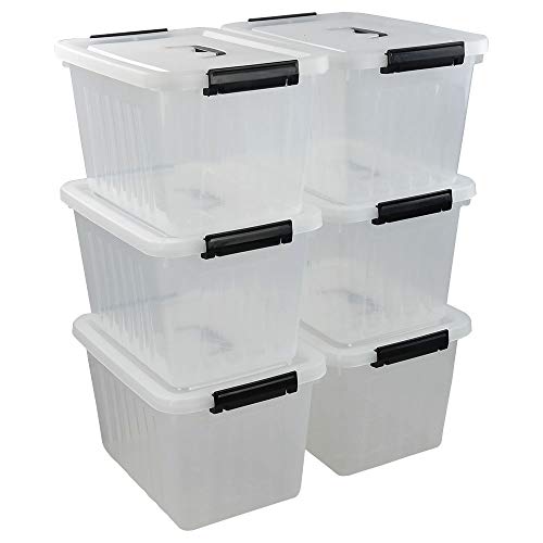 12 Quart Storage Box with Handle, 6 Pack Latching Container Bin - size: 12 Quart
