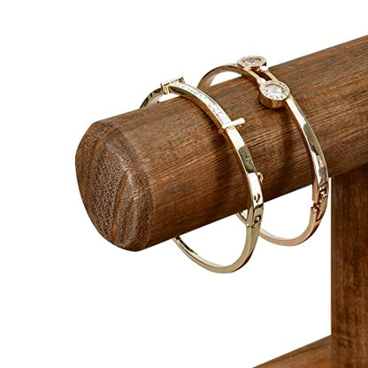 MOOCA 2-Piece Wooden Bracelet Display Stand, Watch Holder for Showcase - color: 3) Brown