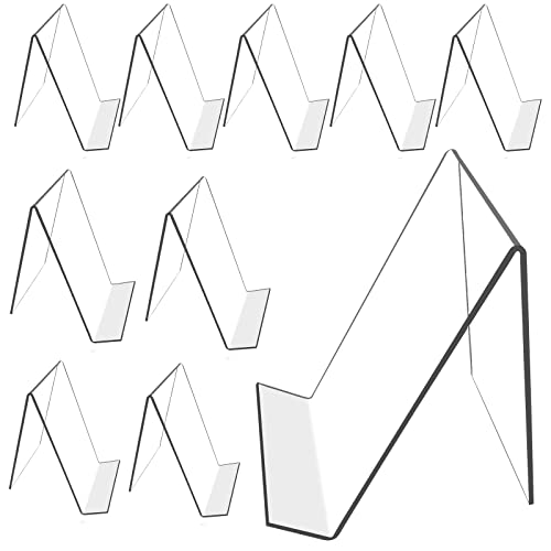 10 PCS 6‘’ x 4‘’ Acrylic Book Display Stand Clear Easel Without Ledge Tablet Holder for Displaying Books, Pictures, Notebooks, CDs, Artworks, etc (Large)