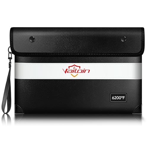 Vailoin 6200°F Fireproof Money Bag, 8 Layers of Heat Insulated Materials - color: Black, size: 11"x7.7"