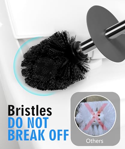 Matt Gray Ceramic Toilet Brush and Holder Set - color: Matt Gray, size: Set/1