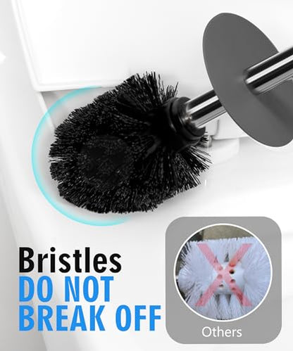 Matt Gray Ceramic Toilet Brush and Holder Set - color: Matt Gray, size: Set/1