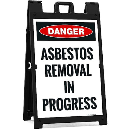 OSHA Danger Asbestos Removal in Progress Sidewalk Sign Kit, - size: 24x36 Inches, style: A-frame + 2 Panel Kit