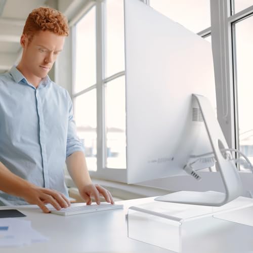 Jetec 2 Pcs Acrylic Monitor Stand Desktop Computer, Clear, 12 x 8 x 3 Inch - color: Clear, size: 12 x 8 x 3 Inch