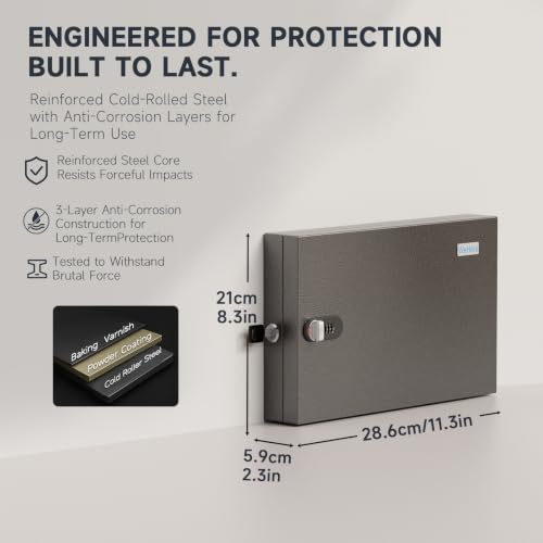 WeHere 16-Key Key Lock Box, Steel Key Holder Cabinet with Combination Lock - size: 2.3inx11.3inx8.4in