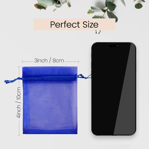 Meowoo 100PCS Organza Bags (3x4inch, Precious Blue) - color: Preciousblue-3x4in-100p, size: 3x4in