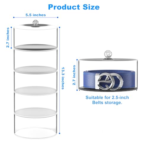 Belt Organizer, 5-Tier Acrylic Belt Storage & Holder for Closet