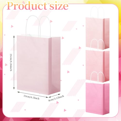 Tenceur 100 Pcs Pink Gradient Gift Paper Kraft Bags with Handle Party Favor - color: Pink
