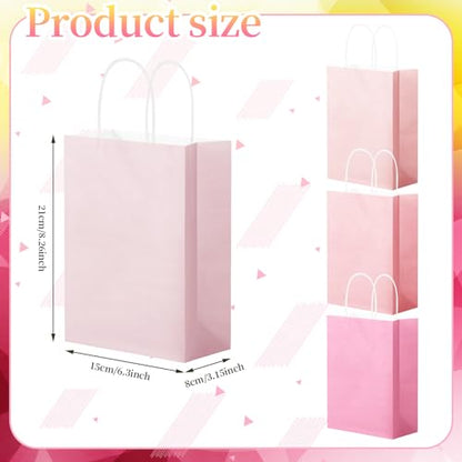 Tenceur 100 Pcs Pink Gradient Gift Paper Kraft Bags with Handle Party Favor - color: Pink
